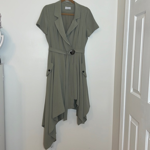 J.O.A. Dresses & Skirts - Chriselle x JOA green assymetrical trench dress